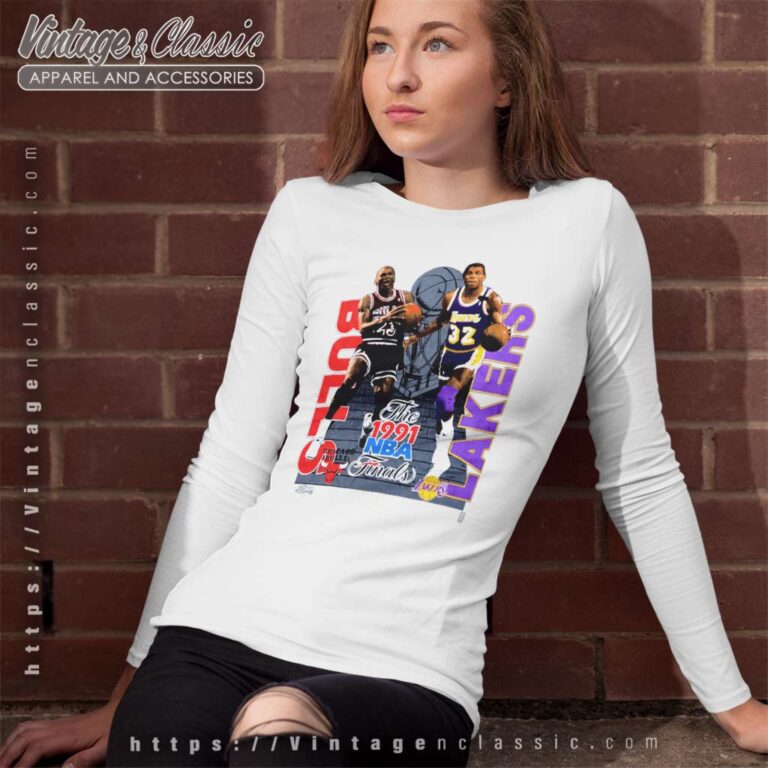 Caricature Bulls Lakers 1991 Nba Finals Long Sleeve Tee Caricature Bulls Lakers 1991 Nba Finals Long Sleeve Tee