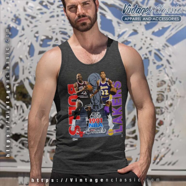 Caricature Bulls Lakers 1991 Nba Finals Tank Top Racerback Caricature Bulls Lakers 1991 Nba Finals Tank Top Racerback