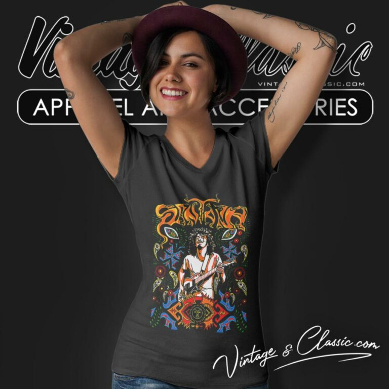 Carlos Santana Europe Tour V Neck TShirt Carlos Santana Europe Tour V Neck TShirt