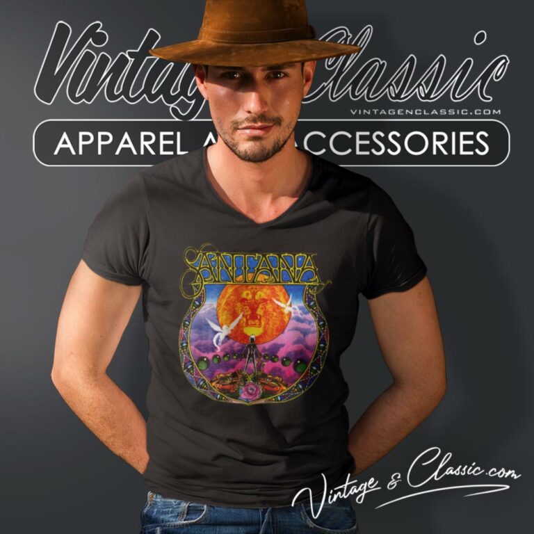 Carlos Santana Psychedelic V Neck TShirt Carlos Santana Psychedelic V Neck TShirt