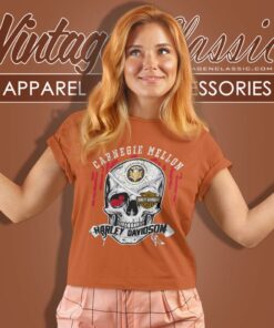 Carnegie Mellon University Harley Davidson Skull Women T Shirt
