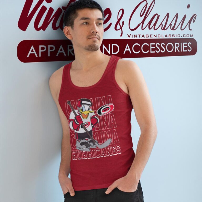 Carolina Hurricanes Donald Duck Hockey Shirt Tank Top Racerback Carolina Hurricanes Donald Duck Hockey Shirt Tank Top Racerback
