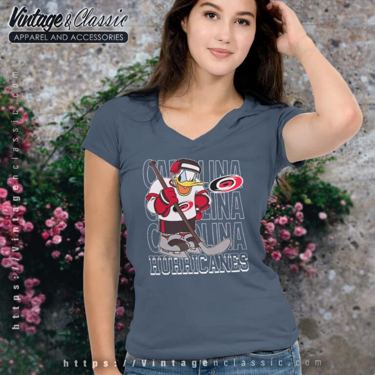 Carolina Hurricanes Donald Duck Hockey Shirt V Neck TShirt Carolina Hurricanes Donald Duck Hockey Shirt V Neck TShirt