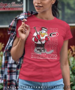 Carolina Hurricanes Donald Duck Hockey Shirt 6 Carolina Hurricanes Donald Duck Hockey Shirt Women T shirt