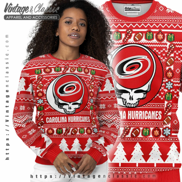 Carolina Hurricanes Grateful Dead Ugly Sweater Women Ugly Sweater Carolina Hurricanes Grateful Dead Ugly Sweater Women Ugly Sweater
