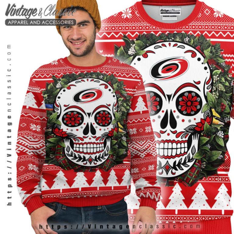 Carolina Hurricanes Skull Ugly Christmas Sweater Ugly Sweater Carolina Hurricanes Skull Ugly Christmas Sweater Ugly Sweater