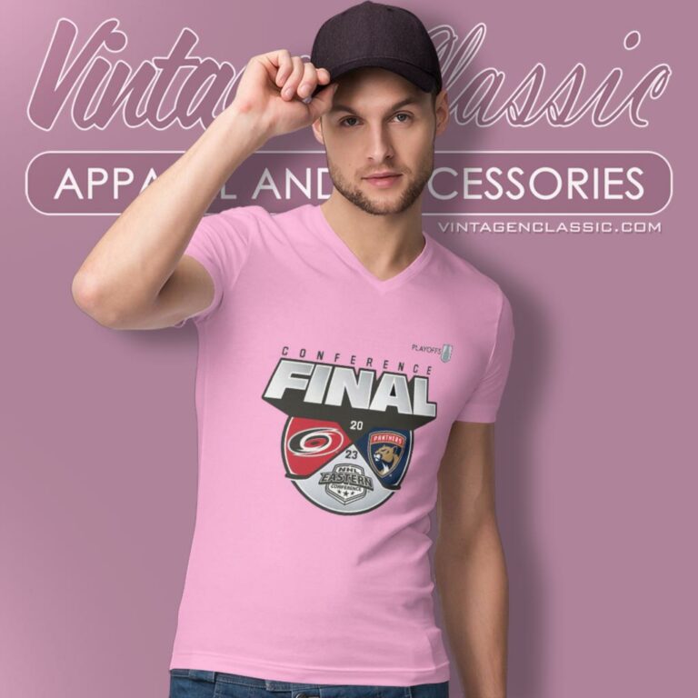 Carolina Hurricanes Vs Florida Panthers 2023 Stanley Cup Playoffs Eastern Conference Final Matchup V Neck TShirt Carolina Hurricanes Vs Florida Panthers 2023 Stanley Cup Playoffs Eastern Conference Final Matchup V Neck TShirt