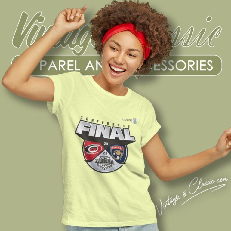 Carolina Hurricanes Vs Florida Panthers 2023 Stanley Cup Playoffs Eastern Conference Final Matchup Women T Shirt Carolina Hurricanes Vs Florida Panthers 2023 Stanley Cup Playoffs Eastern Conference Final Matchup Women T Shirt