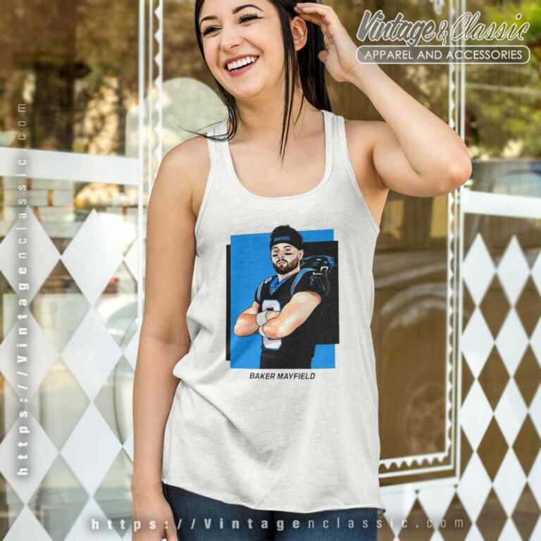 Carolina Panthers Baker Mayfield Tank Top Racerback Carolina Panthers Baker Mayfield Tank Top Racerback