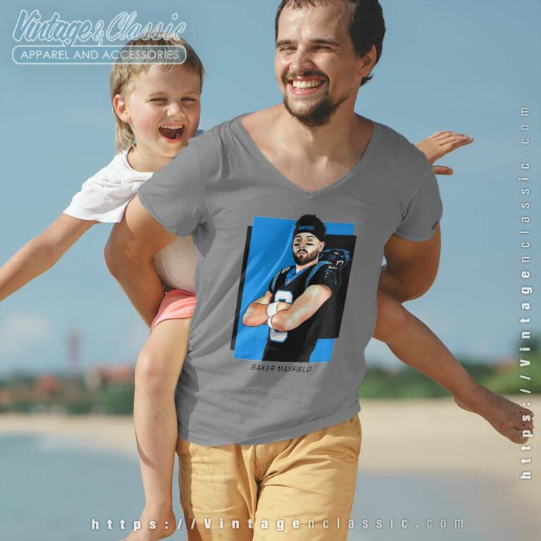 Carolina Panthers Baker Mayfield V Neck TShirt Carolina Panthers Baker Mayfield V Neck TShirt