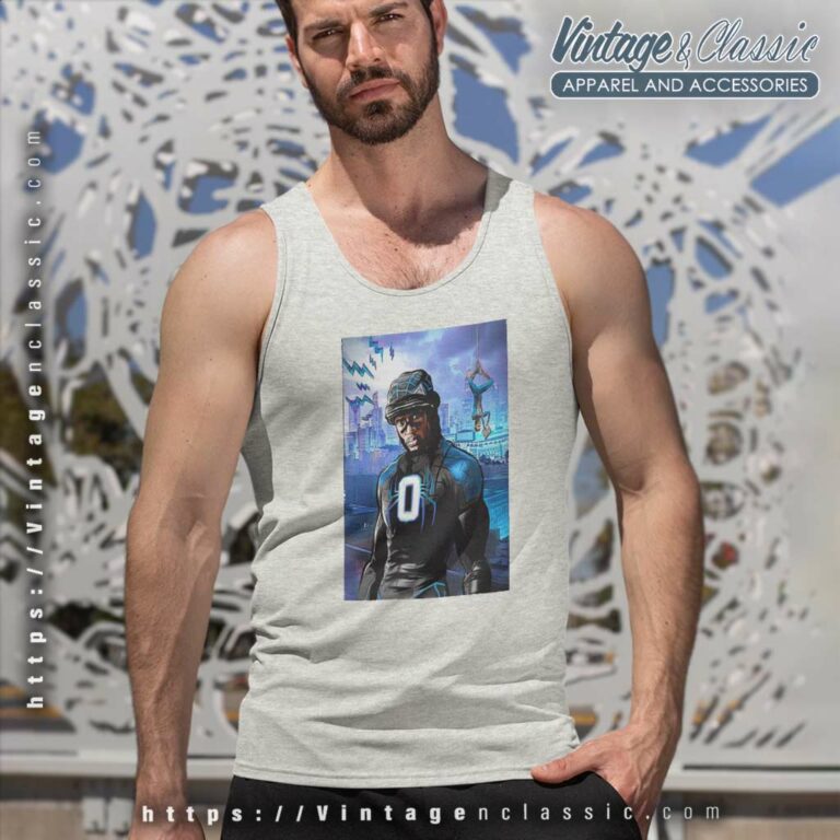Carolina Panthers Brian Burns Spider Man Across Tank Top Racerback Carolina Panthers Brian Burns Spider Man Across Tank Top Racerback