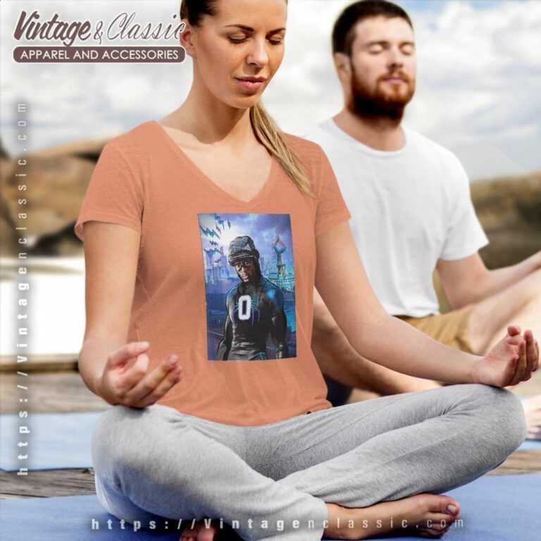 Carolina Panthers Brian Burns Spider Man Across V Neck TShirt Carolina Panthers Brian Burns Spider Man Across V Neck TShirt