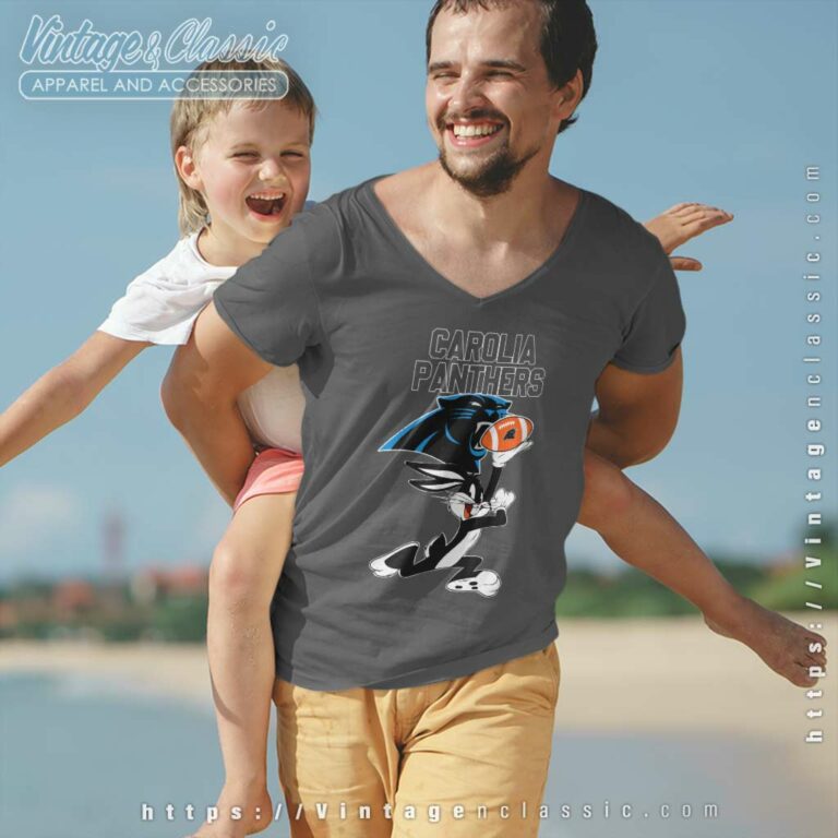 Carolina Panthers Football Bunny V Neck TShirt Carolina Panthers Football Bunny V Neck TShirt