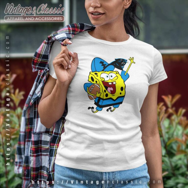 Carolina Panthers Football Spongebob Women TShirt Carolina Panthers Football Spongebob Women TShirt