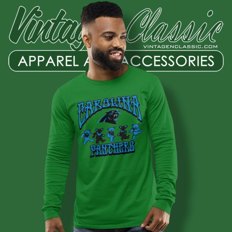 Carolina Panthers Grateful Dead Dancing Bears Long Sleeve Tee Carolina Panthers Grateful Dead Dancing Bears Long Sleeve Tee