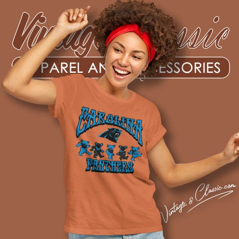Carolina Panthers Grateful Dead Dancing Bears Women T Shirt Carolina Panthers Grateful Dead Dancing Bears Women T Shirt