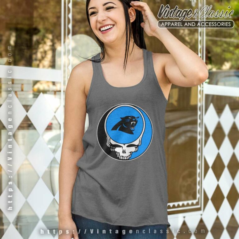 Carolina Panthers Grateful Dead Steal Your Face Tank Top Racerback Carolina Panthers Grateful Dead Steal Your Face Tank Top Racerback
