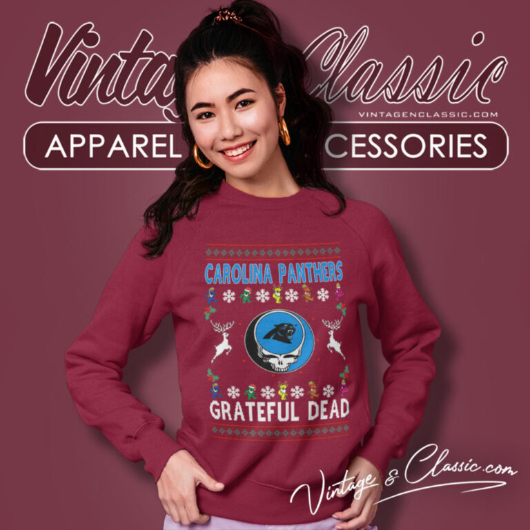 Carolina Panthers Grateful Dead Ugly Christmas Sweatshirt Carolina Panthers Grateful Dead Ugly Christmas Sweatshirt