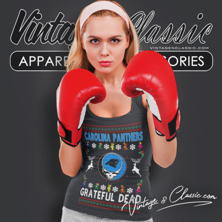 Carolina Panthers Grateful Dead Ugly Christmas Tank Top Racerback Carolina Panthers Grateful Dead Ugly Christmas Tank Top Racerback