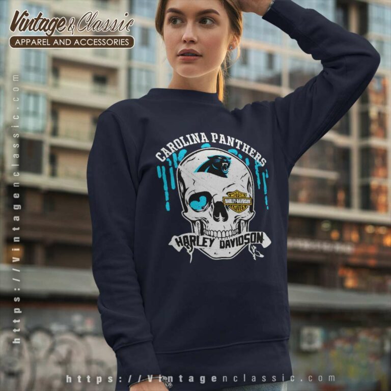 Carolina Panthers Harley Davidson Skull Sweatshirt Carolina Panthers Harley Davidson Skull Sweatshirt