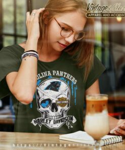 Carolina Panthers Harley Davidson Skull Women TShirt