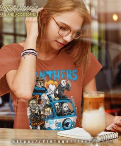 Carolina Panthers Horror Movies Characters Halloween Shirt Women T shirt