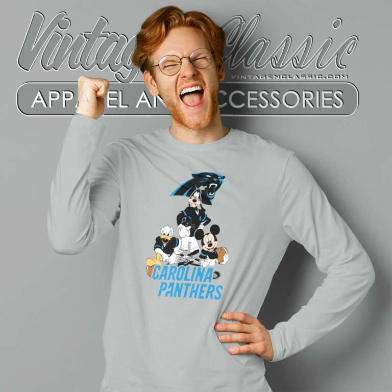 Carolina Panthers Mickey Mouse Donald Duck Goofy Long Sleeve Tee Carolina Panthers Mickey Mouse Donald Duck Goofy Long Sleeve Tee