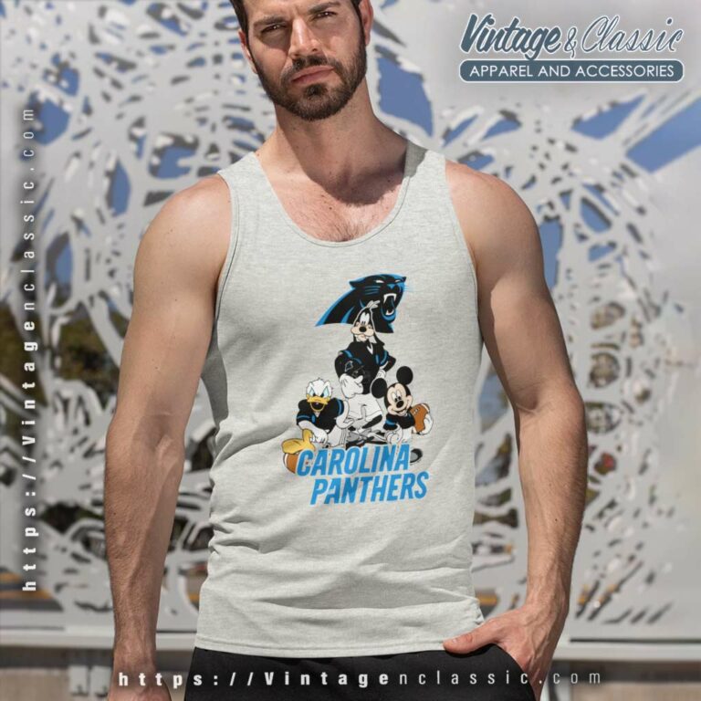 Carolina Panthers Mickey Mouse Donald Duck Goofy Tank Top Racerback Carolina Panthers Mickey Mouse Donald Duck Goofy Tank Top Racerback