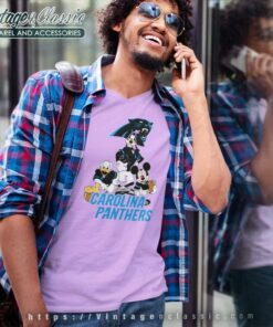 Carolina Panthers Mickey Mouse Donald Duck Goofy V Neck TShirt