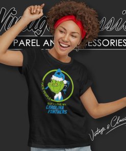 Carolina Panthers Nfl Christmas Grinch Shirt I Hate People But I Love My Carolina Panthers Women T Shirt