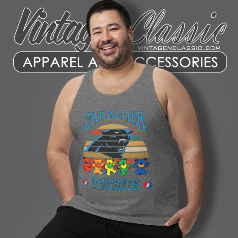 Carolina Panthers Nfl Grateful Dancing Bears Retro Tank Top Racerback Carolina Panthers Nfl Grateful Dancing Bears Retro Tank Top Racerback