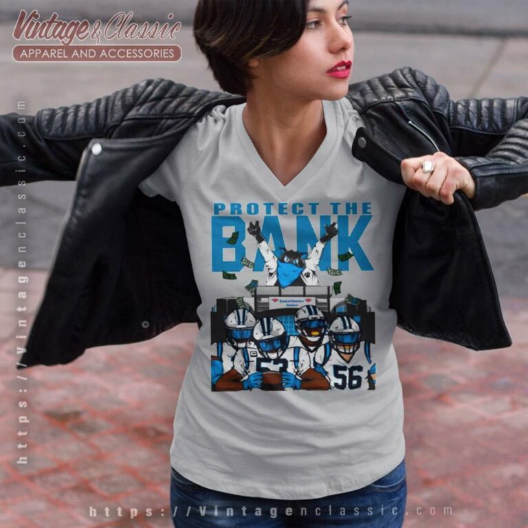 Carolina Panthers Protect The Bank V Neck TShirt Carolina Panthers Protect The Bank V Neck TShirt