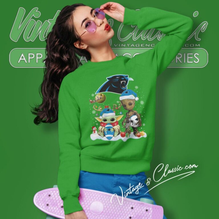 Carolina Panthers Shirt Baby Yoda And Groot Santa Christmas Sweatshirt Carolina Panthers Shirt Baby Yoda And Groot Santa Christmas Sweatshirt