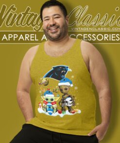 Carolina Panthers Shirt Baby Yoda And Groot Santa Christmas Tank Top Racerback