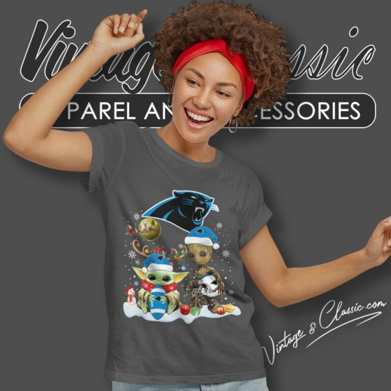 Carolina Panthers Shirt Baby Yoda And Groot Santa Christmas Women T Shirt Carolina Panthers Shirt Baby Yoda And Groot Santa Christmas Women T Shirt