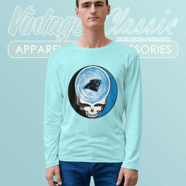 Carolina Panthers Shirt Nfl Grateful Dead Logo Long Sleeve Tee Carolina Panthers Shirt Nfl Grateful Dead Logo Long Sleeve Tee
