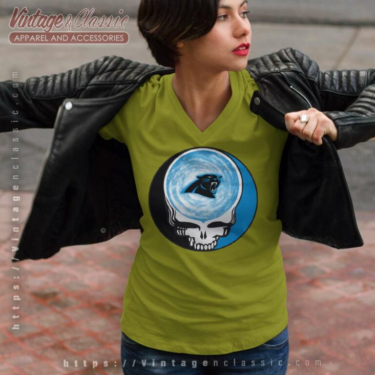 Carolina Panthers Shirt Nfl Grateful Dead Logo V Neck TShirt Carolina Panthers Shirt Nfl Grateful Dead Logo V Neck TShirt