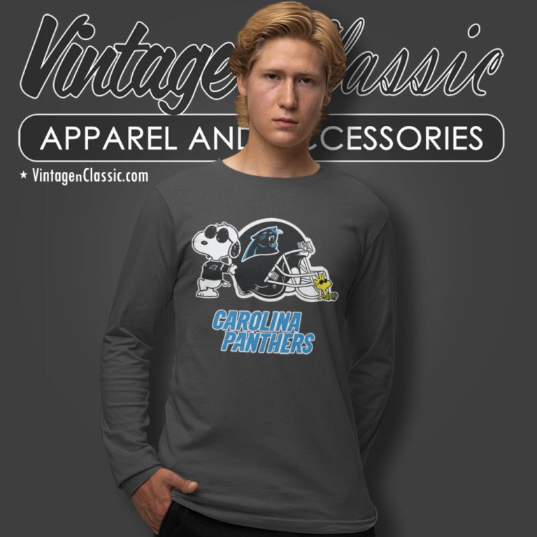 Carolina Panthers Snoopy And Woodstock Long Sleeve Tee Carolina Panthers Snoopy And Woodstock Long Sleeve Tee