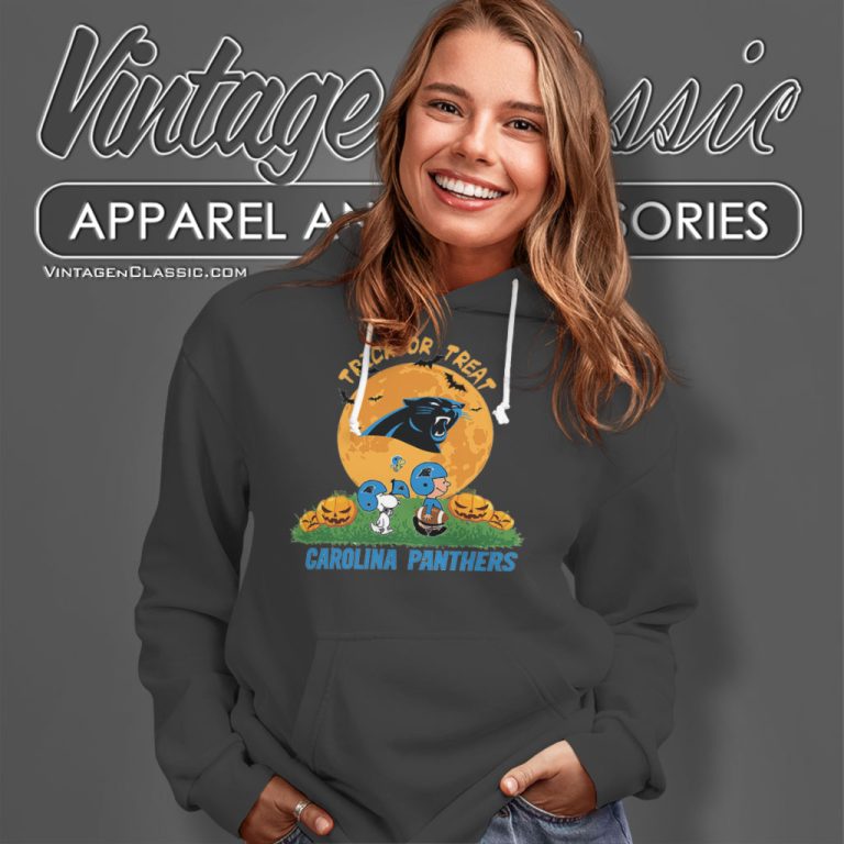 Carolina Panthers Snoopy Charlie Brown And Woodstock Trick Or Treat Halloween Hoodie Carolina Panthers Snoopy Charlie Brown And Woodstock Trick Or Treat Halloween Hoodie
