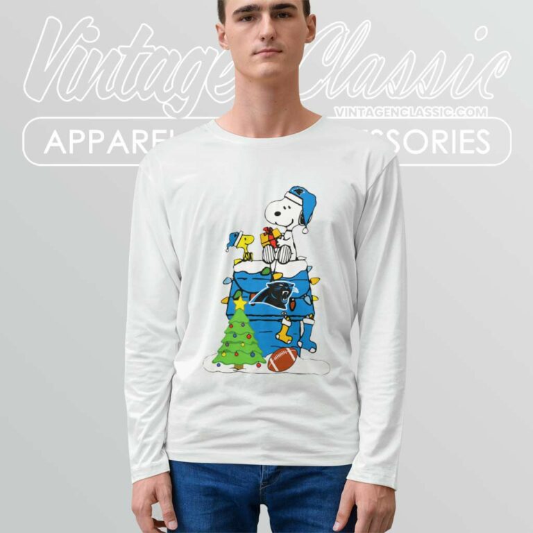 Carolina Panthers Snoopy Christmas Long Sleeve Tee Carolina Panthers Snoopy Christmas Long Sleeve Tee
