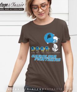 Carolina Panthers Snoopy Woodstock Team Walking Women T shirt