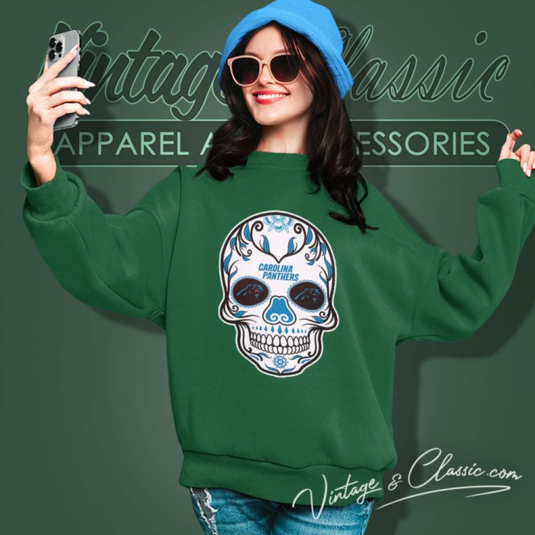 Carolina Panthers Sugar Skull Sweatshirt Carolina Panthers Sugar Skull Sweatshirt