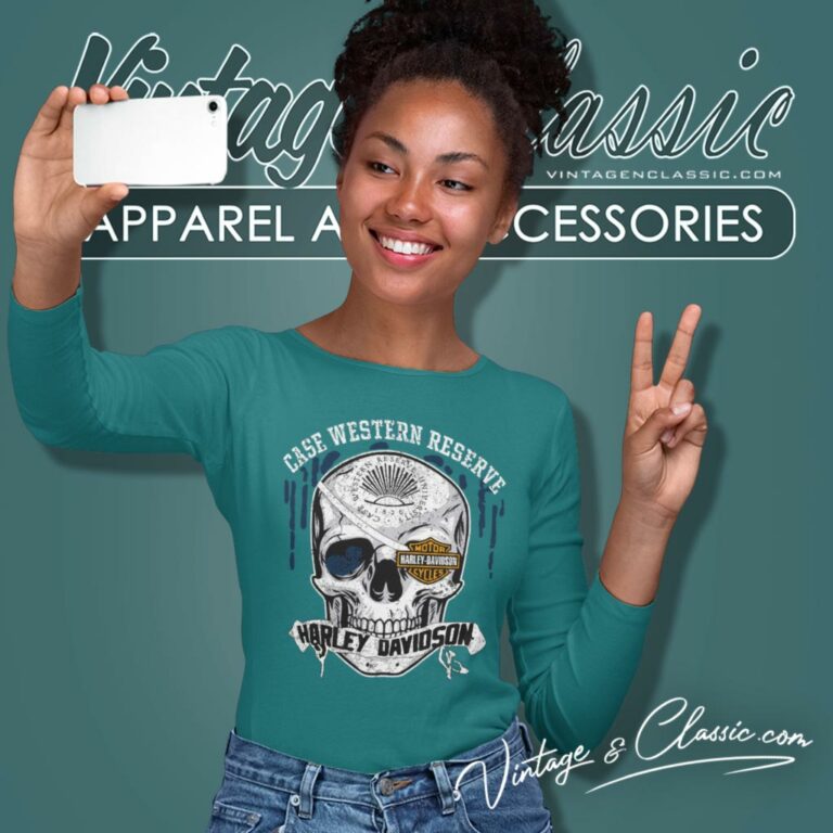 Case Western Reserve University Harley Davidson Skull Long Sleeve Tee Case Western Reserve University Harley Davidson Skull Long Sleeve Tee