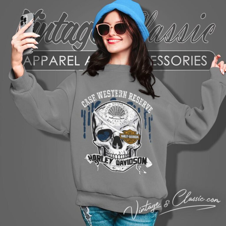 Case Western Reserve University Harley Davidson Skull Sweatshirt Case Western Reserve University Harley Davidson Skull Sweatshirt