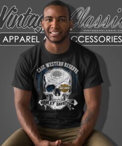 Case Western Reserve University Harley Davidson Skull T Shirt