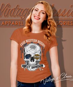 Case Western Reserve University Harley Davidson Skull Women T Shirt