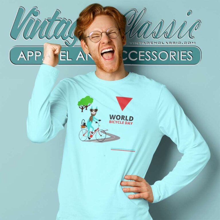 Cat Rides A Bicycle Shirt World Bicycle Day Long Sleeve Tee Cat Rides A Bicycle Shirt World Bicycle Day Long Sleeve Tee