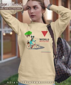 Cat Rides A Bicycle Shirt World Bicycle Day Sweatshirt