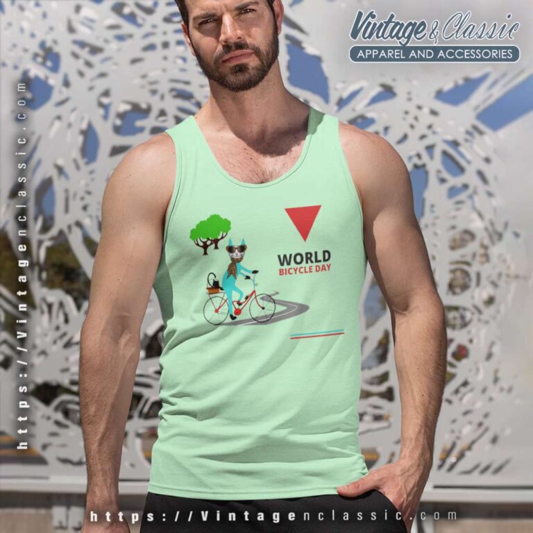 Cat Rides A Bicycle Shirt World Bicycle Day Tank Top Racerback Cat Rides A Bicycle Shirt World Bicycle Day Tank Top Racerback
