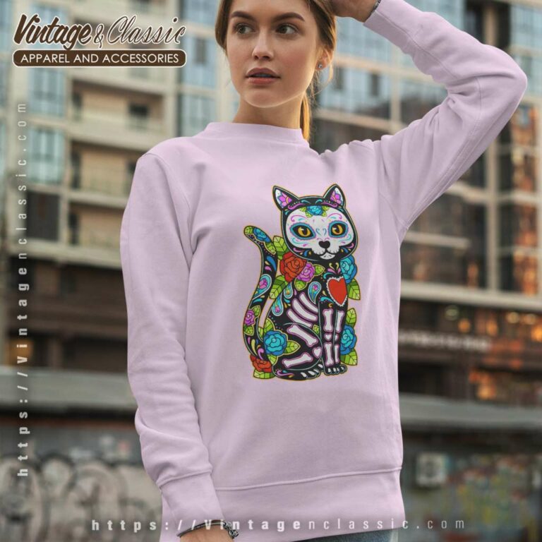 Cat Sugar Skull Dia De Los Muertos Halloween Sweatshirt Cat Sugar Skull Dia De Los Muertos Halloween Sweatshirt